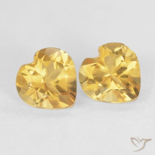 Gemas de Citrino Dorado natural de 0.88 ct, Corazón, VVS