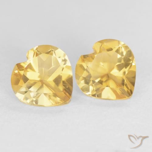 Gemas de Citrino Dorado medio natural de 1.45 ct, Corazón, VVS