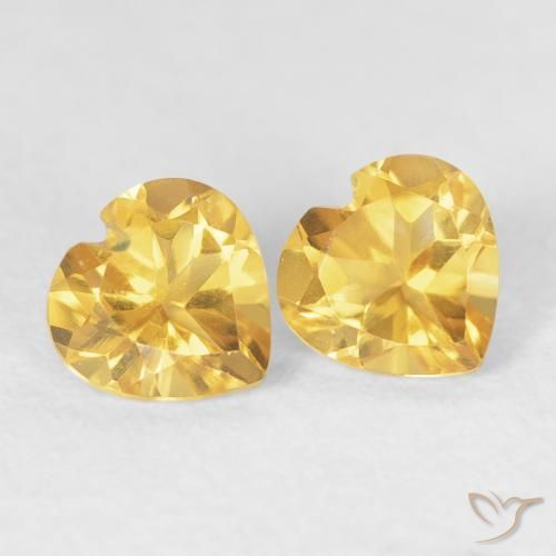 Gemas de Citrino Dorado claro natural de 0.84 ct, Corazón, VVS