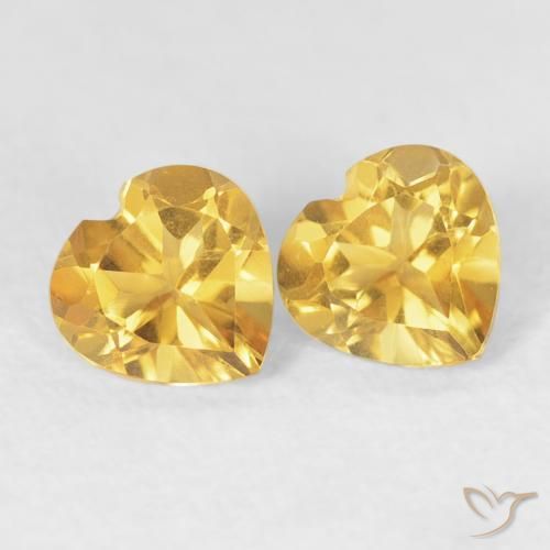 Gemas de Citrino Dorado intenso natural de 0.90 ct, Corazón, VVS