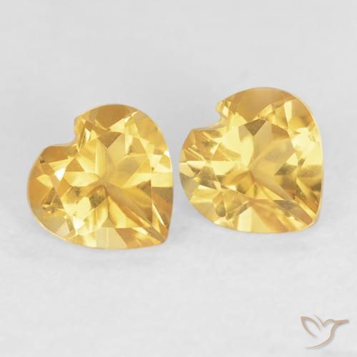 Gemas de Citrino Dorado claro natural de 0.92 ct, Corazón, VVS