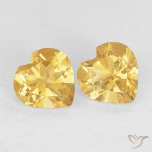 Gemas de Citrino Dorado claro natural de 0.90 ct, Corazón, VVS