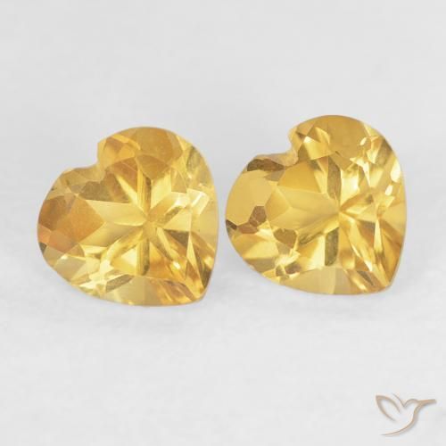 Gemas de Citrino Dorado natural de 0.89 ct, Corazón, VVS