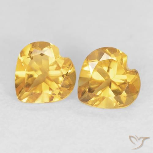 Gemas de Citrino Dorado medio natural de 0.90 ct, Corazón, VVS