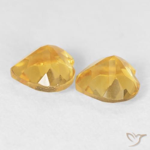 Gemas de Citrino Dorado medio natural de 0.90 ct, Corazón, VVS