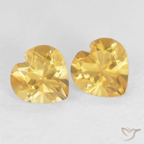 Gemas de Citrino Dorado intenso natural de 0.96 ct, Corazón, VVS