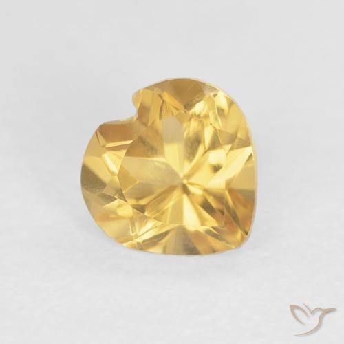 Citrino Dorado medio natural de 0.78 ct, Corazón, VVS-VS