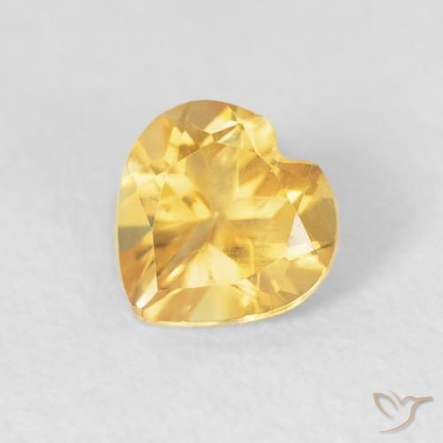 Citrino Dorado medio natural de 0.44 ct, Corazón, VVS-VS