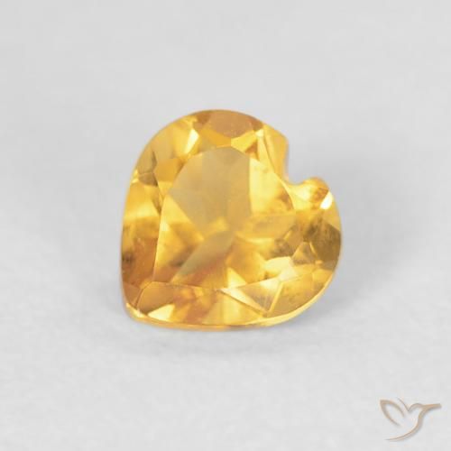 0.40ct Natural Naranja dorado intenso Citrino, Corazón, VVS-VS