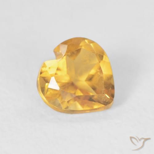 Citrino Naranja dorado intenso natural de 0.40 ct, Corazón, VVS-VS