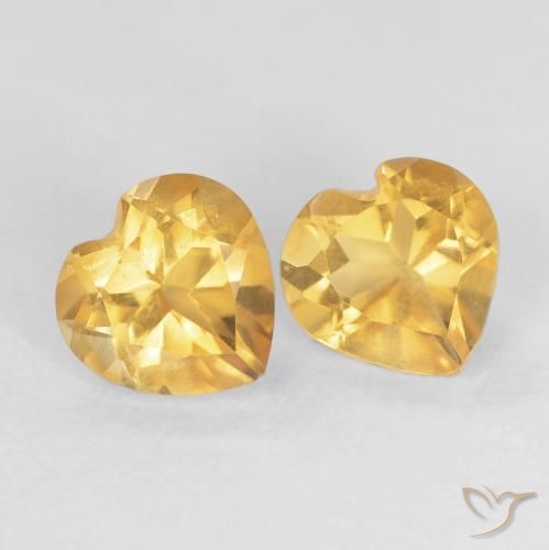 Gemas de Citrino Dorado medio natural de 1.50 ct, Corazón, VS