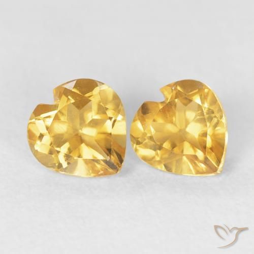 Gemas de Citrino Dorado medio natural de 0.93 ct, Corazón, VS
