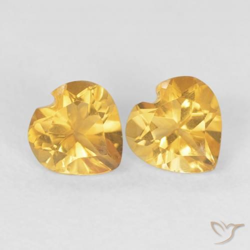 Gemas de Citrino Dorado claro natural de 0.89 ct, Corazón, VS