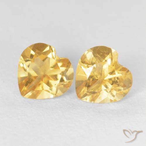 Gemas de Citrino Dorado medio natural de 1.49 ct, Corazón, VVS-VS