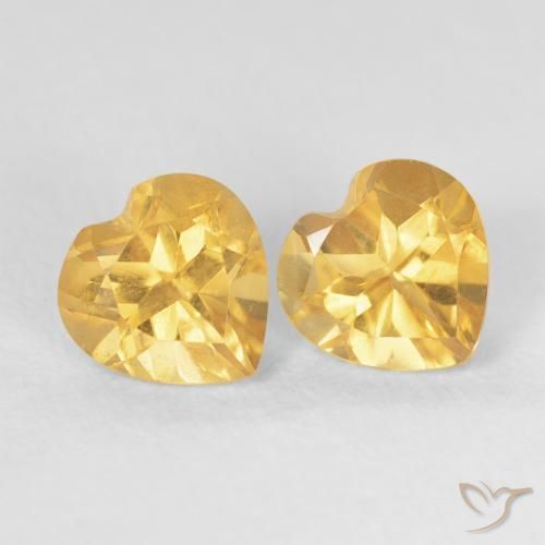 Gemas de Citrino Dorado medio natural de 1.54 ct, Corazón, VVS-VS