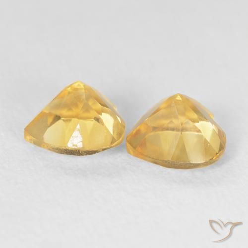Gemas de Citrino Dorado medio natural de 1.54 ct, Corazón, VVS-VS