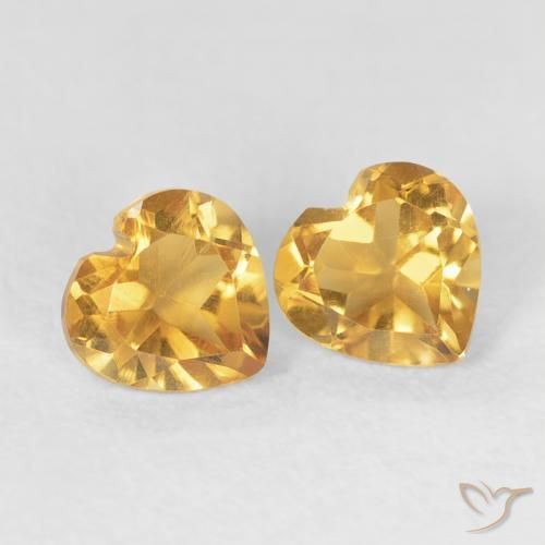 Gemas de Citrino Naranja dorado intenso natural de 0.82 ct, Corazón, VVS-VS