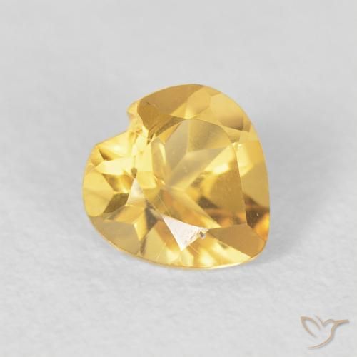 Citrino Dorado medio natural de 0.78 ct, Corazón, VVS-VS