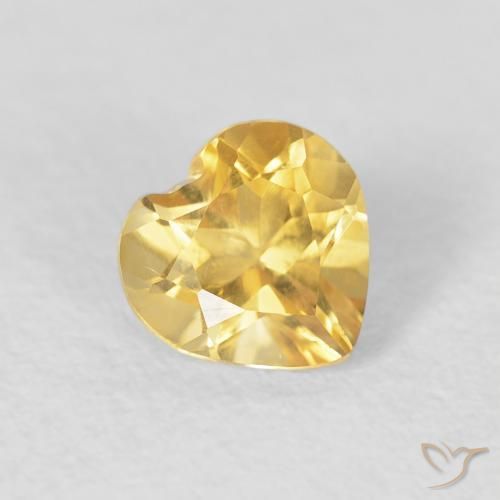 Citrino Dorado medio natural de 0.74 ct, Corazón, VVS-VS