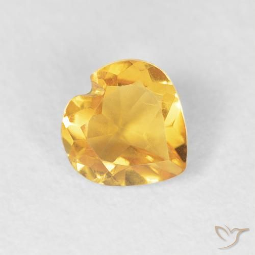 0.43ct Natural Dorado medio Citrino, Corazón, VVS-VS