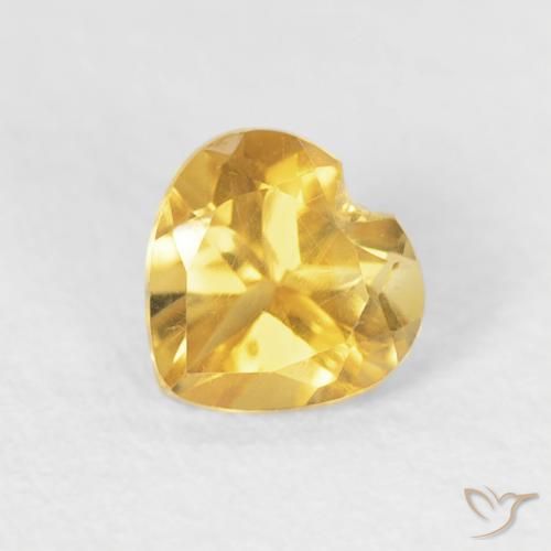 0.45ct Natural Dorado medio Citrino, Corazón, VVS-VS