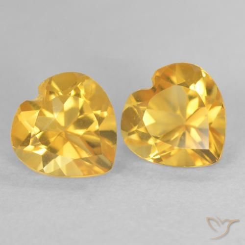 Gemas de Citrino Dorado natural de 1.58 ct, Corazón, VVS
