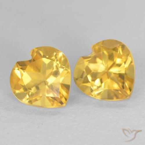 Gemas de Citrino Naranja dorado natural de 1.56 ct, Corazón, VVS