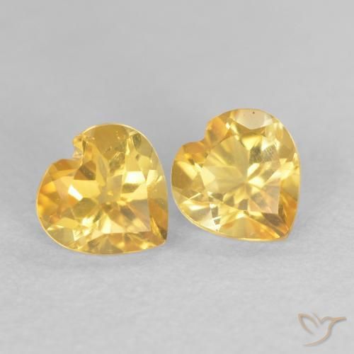 Gemas de Citrino Dorado natural de 0.90 ct, Corazón, VVS-VS