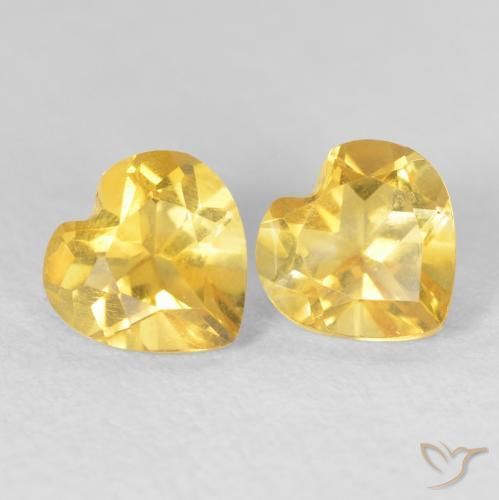 Gemas de Citrino Naranja dorado natural de 1.45 ct, Corazón, VVS-VS