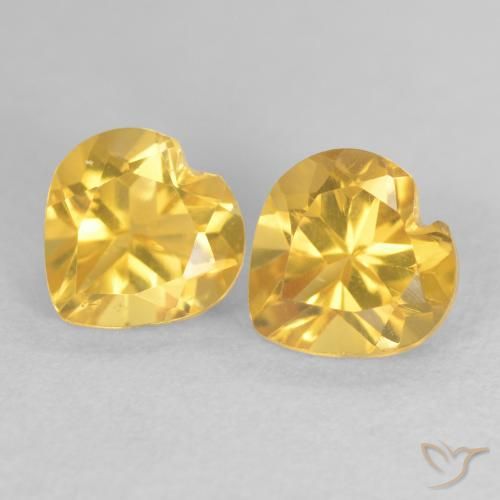 1.69ctw Natural Dorado medio Citrino, Corazón, VVS-VS
