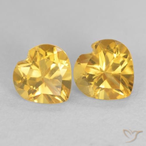 Gemas de Citrino Dorado medio natural de 1.69 ct, Corazón, VVS-VS