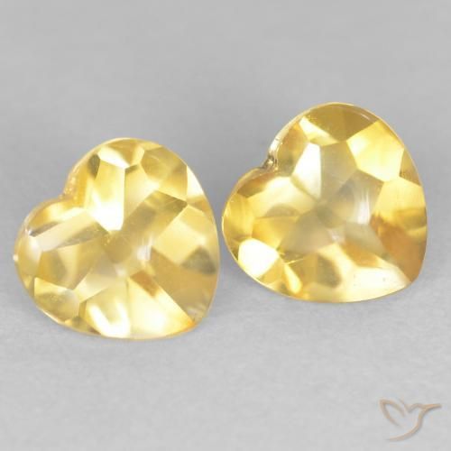 Gemas de Citrino Naranja dorado natural de 1.60 ct, Corazón, Transparente