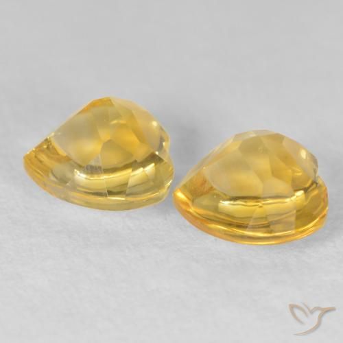 Gemas de Citrino Naranja dorado natural de 1.60 ct, Corazón, Transparente
