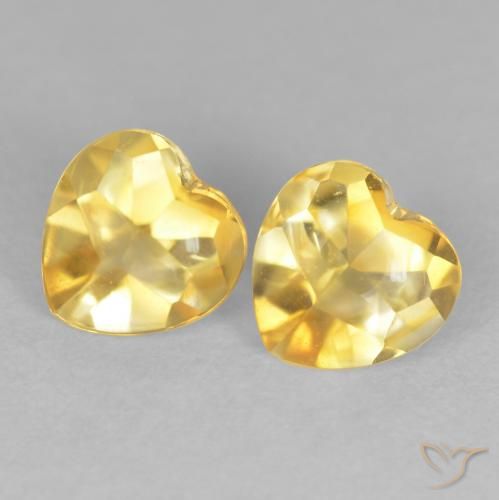 1.65ctw Natural Naranja dorado Citrino, Corazón, Transparente
