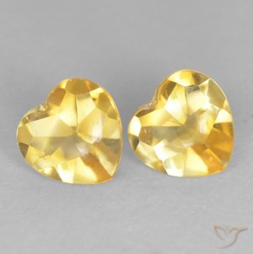 Gemas de Citrino Naranja dorado natural de 1.65 ct, Corazón, Transparente