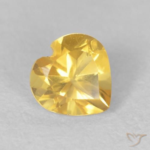 Citrino Dorado medio natural de 0.45 ct, Corazón, VVS-VS