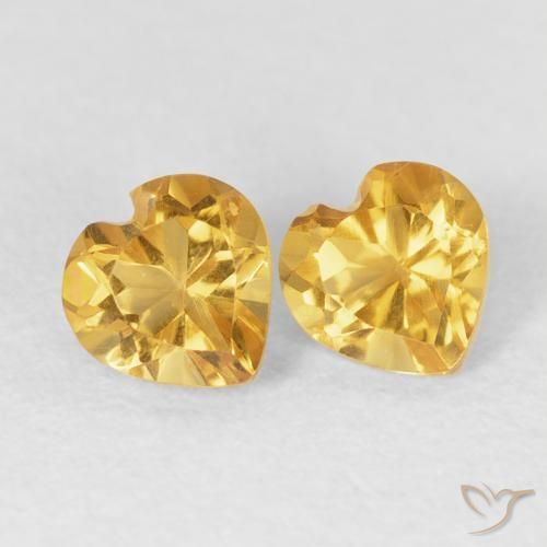 Gemas de Citrino Dorado natural de 0.95 ct, Corazón, VVS-VS