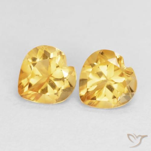 1.47ctw Natural Dorado de calidad Citrino, Corazón, VVS-VS