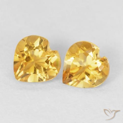 0.82ctw Natural Dorado Citrino, Corazón, VVS-VS
