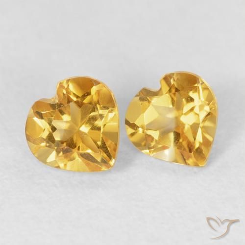 Gemas de Citrino Dorado natural de 0.82 ct, Corazón, VVS-VS