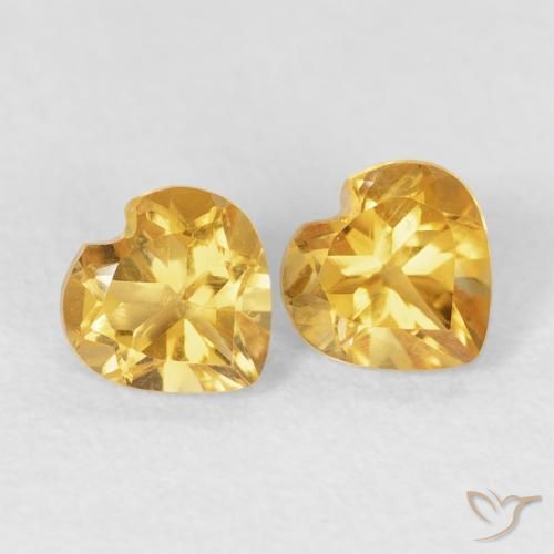 Gemas de Citrino Dorado natural de 0.90 ct, Corazón, VVS-VS