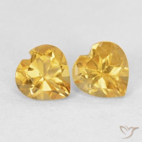 Gemas de Citrino Dorado natural de 0.88 ct, Corazón, VVS-VS