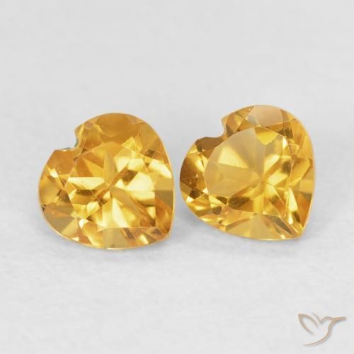 Gemas de Citrino Dorado natural de 0.90 ct, Corazón, VVS-VS