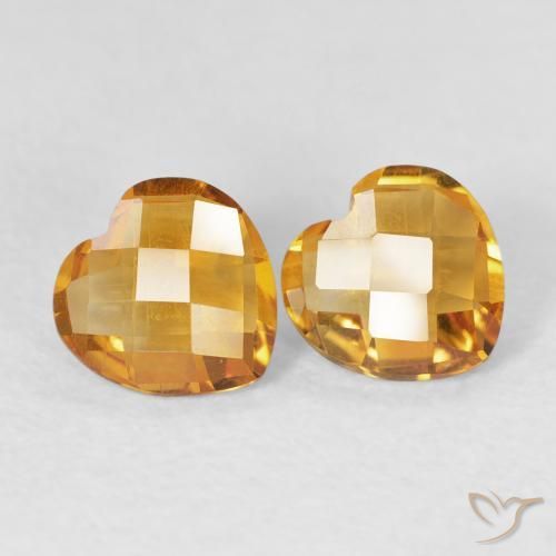 Gemas de Citrino Dorado-naranja medio natural de 1.29 ct, Corazón, VVS-VS