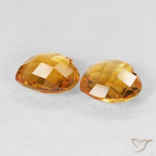 Gemas de Citrino Dorado-naranja medio natural de 1.29 ct, Corazón, VVS-VS