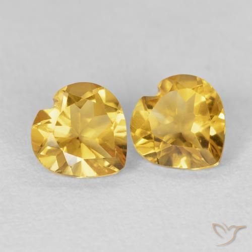 Gemas de Citrino Dorado natural de 1.37 ct, Corazón, VVS-VS