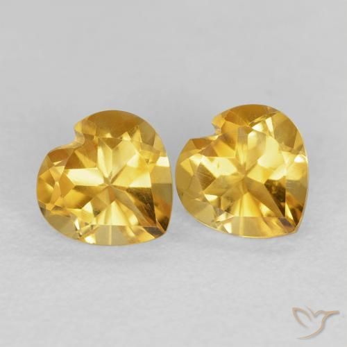 Gemas de Citrino Dorado intenso natural de 1.55 ct, Corazón, VVS-VS
