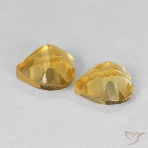 Gemas de Citrino Dorado intenso natural de 1.55 ct, Corazón, VVS-VS