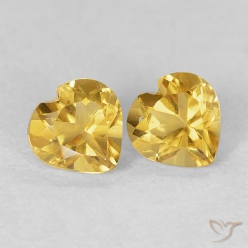 Gemas de Citrino Dorado natural de 0.94 ct, Corazón, VVS-VS