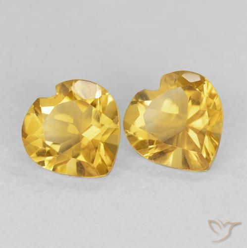 Gemas de Citrino Dorado intenso natural de 1.47 ct, Corazón, VVS-VS